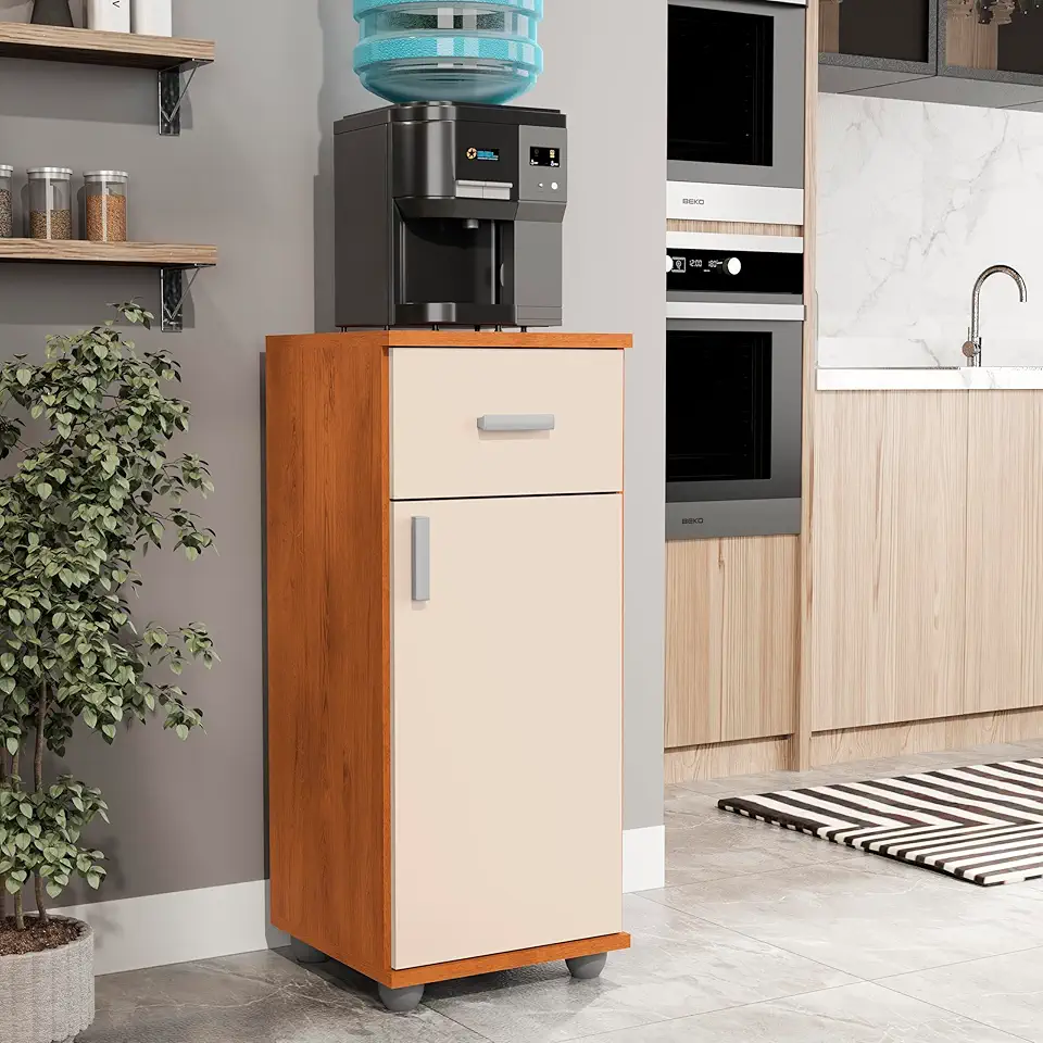 Armário Anna Balcão de Cozinha com Gaveta e Suporte para Galão de Água ou Bebedouro (Cedro/Off)