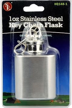 SE Stainless Steel Drinking Hip Flask with Attached Screw Cap for Liquor Pocket Size for Camping, Hiking, and Events (Stainless Steel, 1 oz)