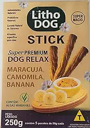 Petisco Calmante para Cães LITHO DOG Stick Palitos Macios • Antiestresse Natural • Maracujá Camomila Cúrcuma • Ansiedade Cachorro • 250g • Com Algas Lithothamnium