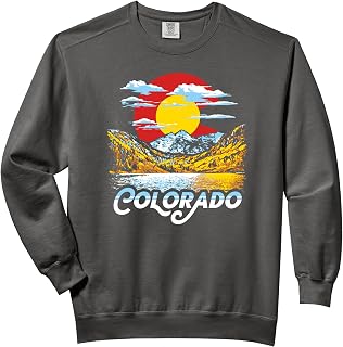 Vintage Colorado Flag Maroon Bells Retro Mountains Graphic Comfort Colors Adult Sweatshirt