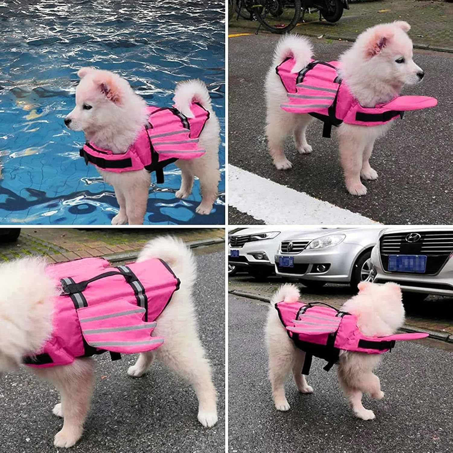 Chaleco Salvavidas para Perro, Diseño de Alas Pet Life Vest, Ajustable y Reflectante para Nadar, Chaleco de Seguridad Flotante para Perros Pequeños, Medianos y, Pink, XL