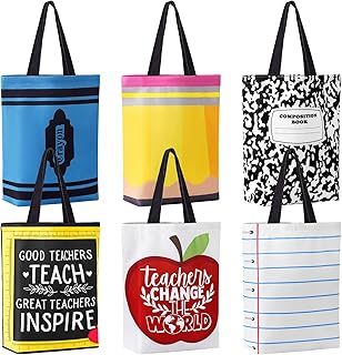 Paterr Christmas Teacher Appreciation Gifts Bags Canvas Tote Bags Thank You Gift Pencil Crayon Marble Notebook Bag