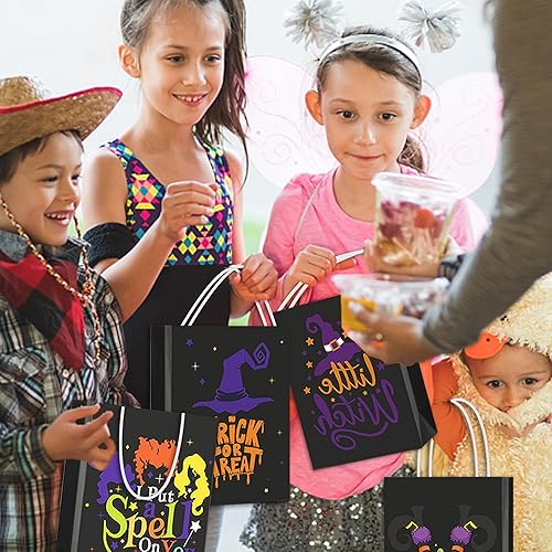 Miniatura 7 de Augisteen 24 bolsas de regalo de Halloween, bolsas de papel de dulces de Halloween con asas, bolsas de fiesta de dulce o truco, bolsas de regalo con