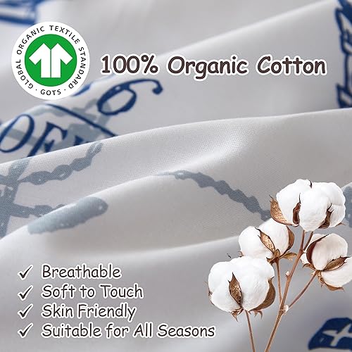 Miniatura 4 de Simple&Opulence Funda de edredón 100 % algodón orgánico para niños y adolescentes, 4 piezas, funda de edredón suave de dibujos animados con cierre