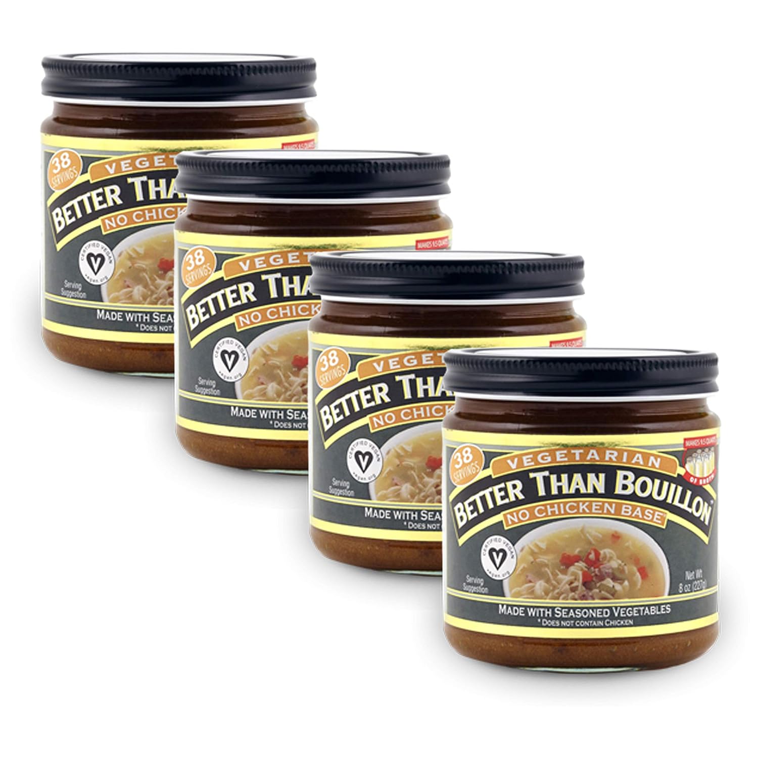 Better Than Bouillon Vegetarian No Chicken Base 8 oz (Pack of 4)