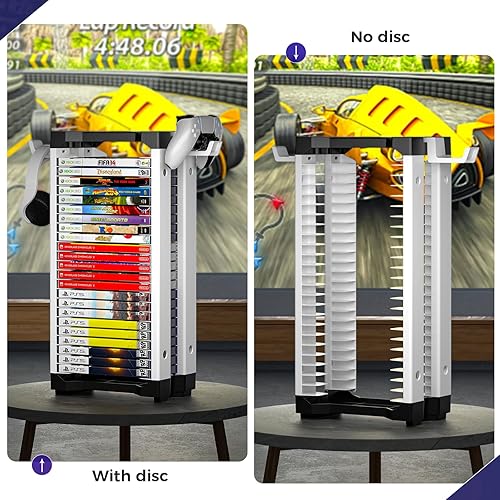 Miniatura 4 de Allnice Game Storage Tower Multifunction Video Game Shelf for 24 game Disk, 2 Headsets Controllers Holder Compatible with PS3PS4PS5 Nintendo
