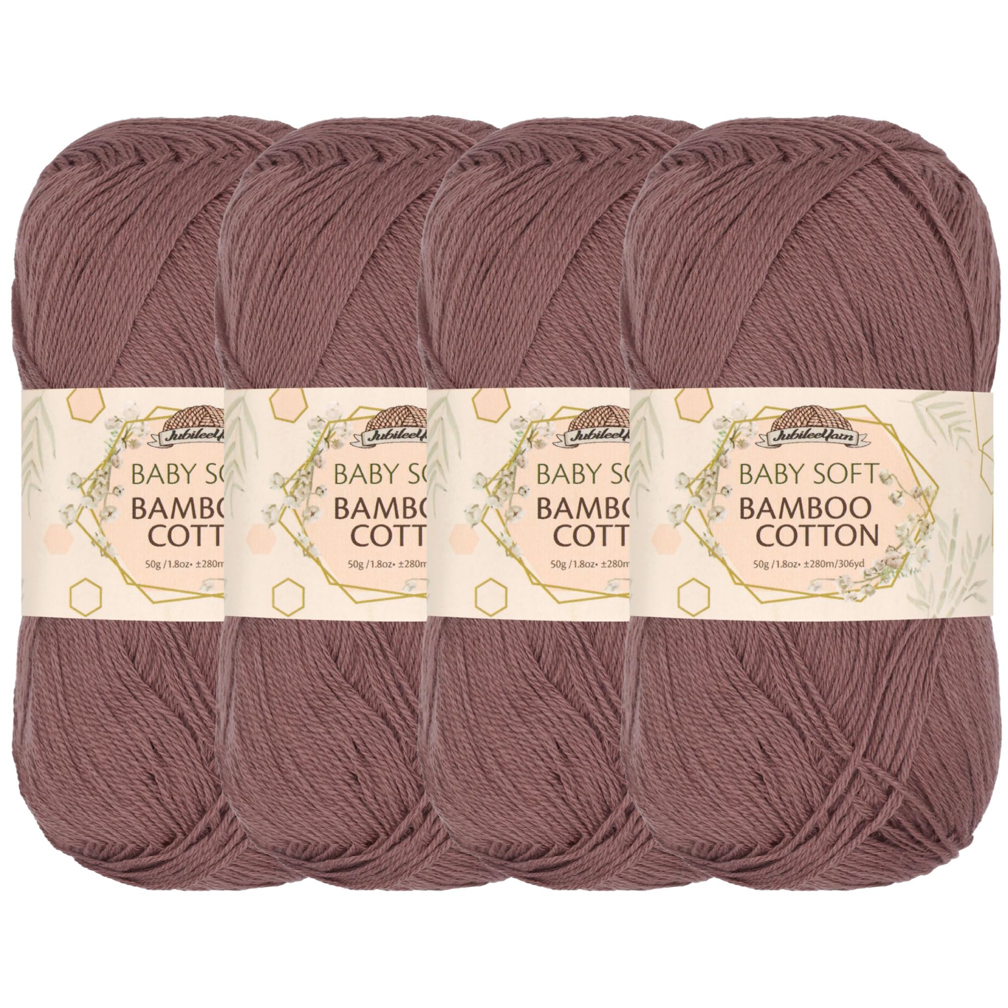JubileeYarn Baby Soft Bamboo Cotton Yarn - 50g/Skein - Caffé Mocha - 4 Skeins — image 1