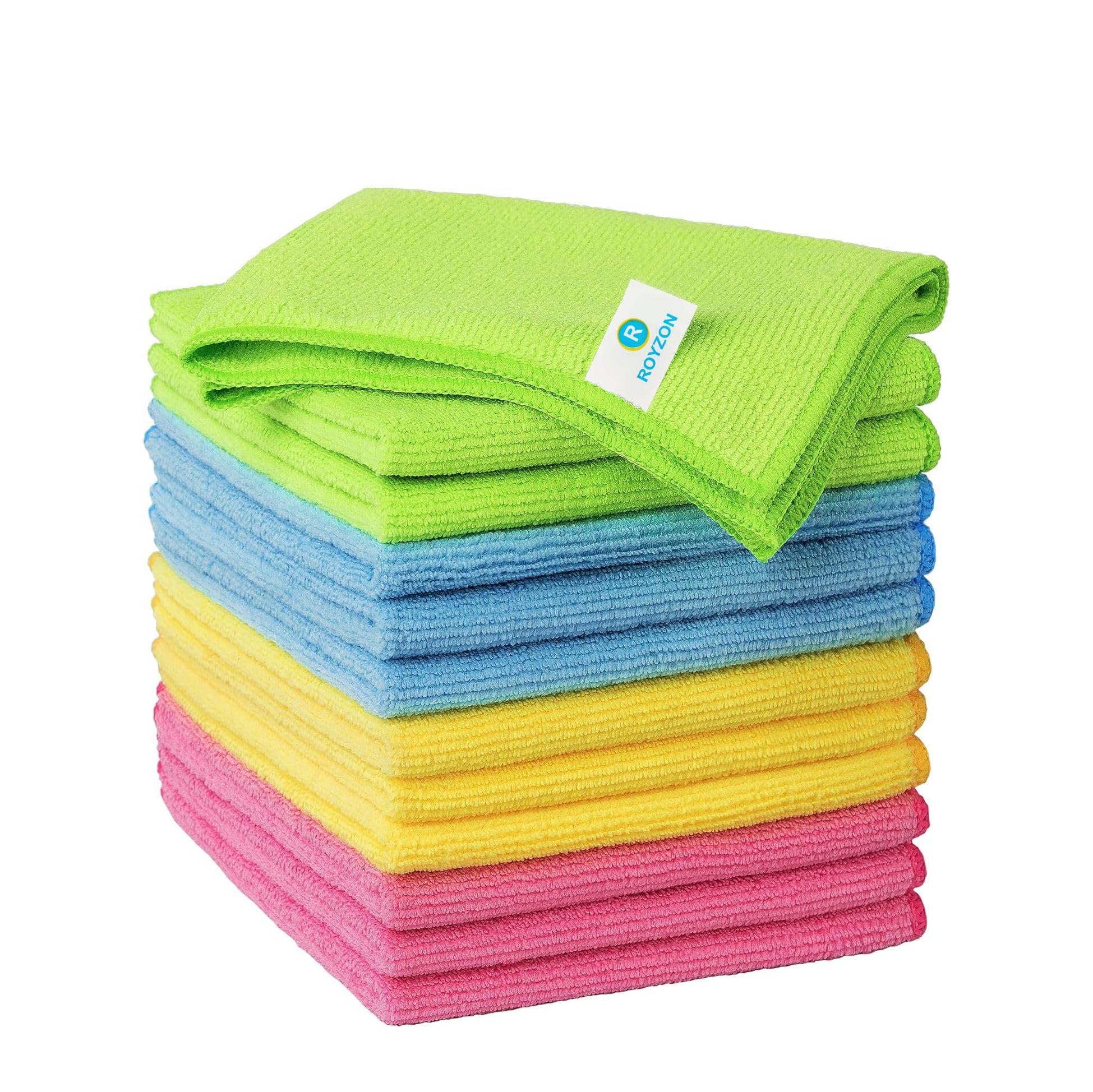 Play Nine Microfibre Cleaning Cloths – Lint-Free, Scratch-Free & Highly Absorbent Cleaning Cloths for Kitchen, Bathroom, Glass, Cars & Household Surfaces -12 Pack