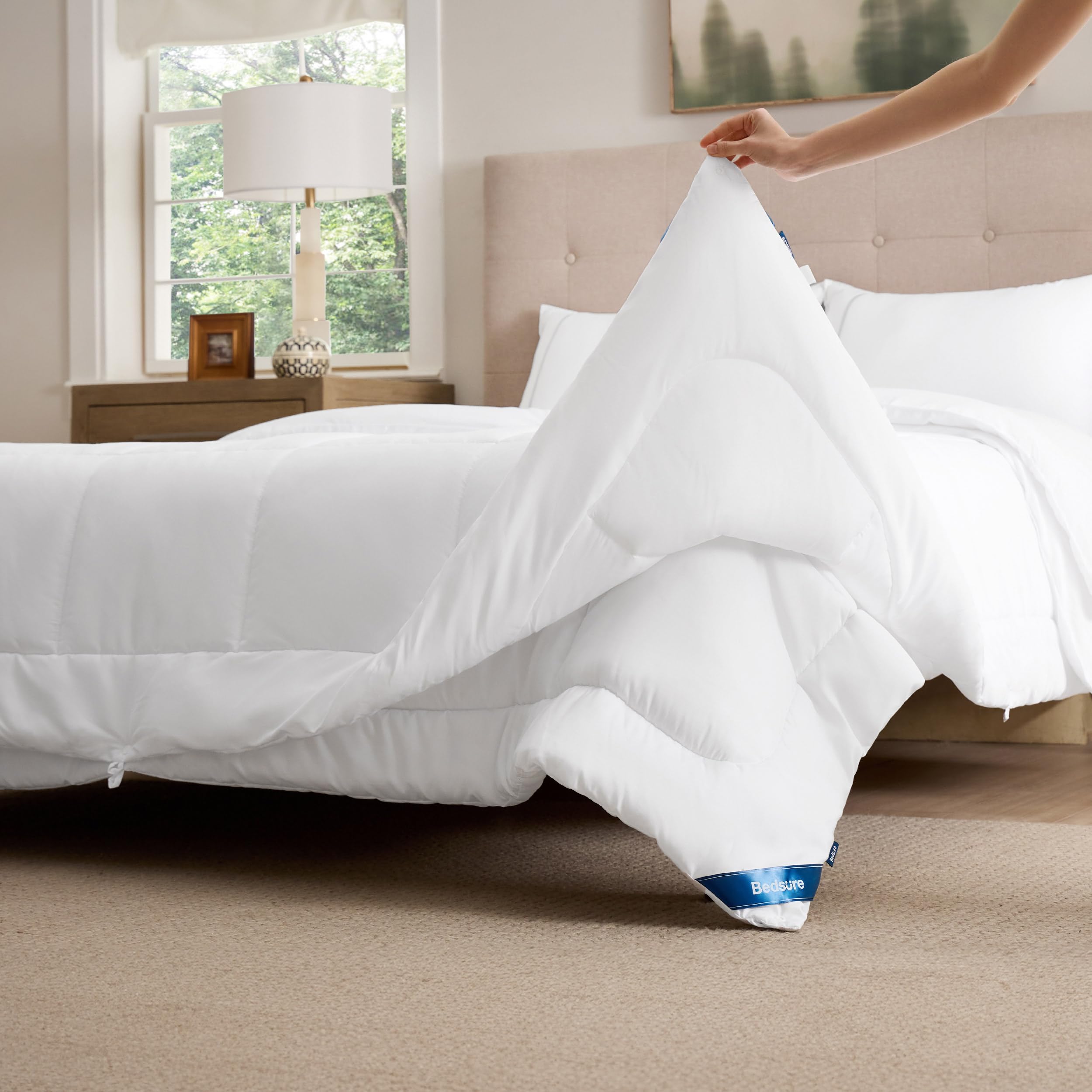 Bedsure Piumino Singolo 4 Stagioni 155x220cm - Piumone 2 in 1 Letto Matrimoniale 155 x 220, Trapunta Bianca in Microfibra Sintetica