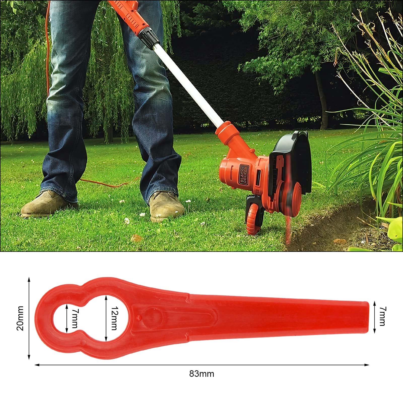 Zestaw noży zapasowych, akcesoria do podkaszarki do trawy, 100 szt., noże z tworzywa sztucznego, noże wymienne z tworzywa sztucznego do GE-CT 18 Li Kit/Li-Solo, GC-CT 18/24 Li-Solo/Li P-Solo/Li P Kit