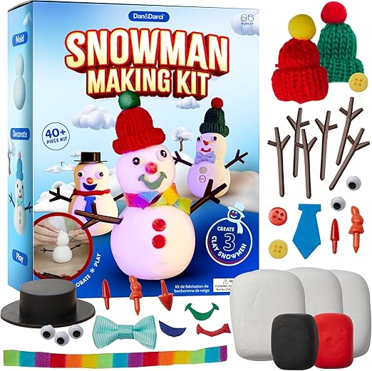 Dan&Darci Snowman Making Kit for Kids - Build a Snow Man Craft Kits for Girls, Boys, Toddlers Ages Kid Winter Christmas Crafts Activities Stocking Stuffers Fun Toys Ideas for 6, 7, 8 Year Old