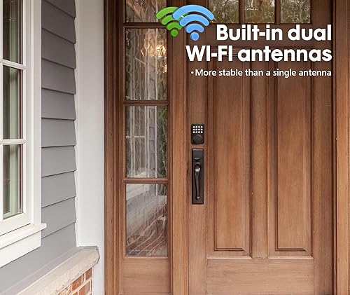 Miniatura 8 de Cerradura de puerta de entrada sin llave, Wi-Fi incorporado, control remoto de aplicación, alertas en tiempo real, IP65 impermeable, cerradura de