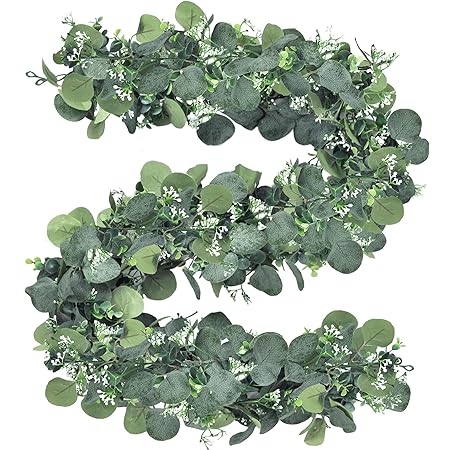 2 Schwarze Halloween Girlanden 1,8m - Künstlicher Eukalyptus Für Deko