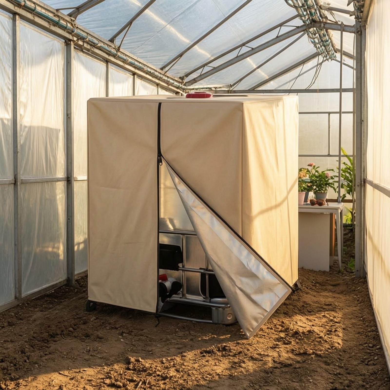 Copertura per Cisterna con Cerniera | Impermeabile, Tessuto Oxford 420D, Rivestimento, per Giardino, Orto , Beige