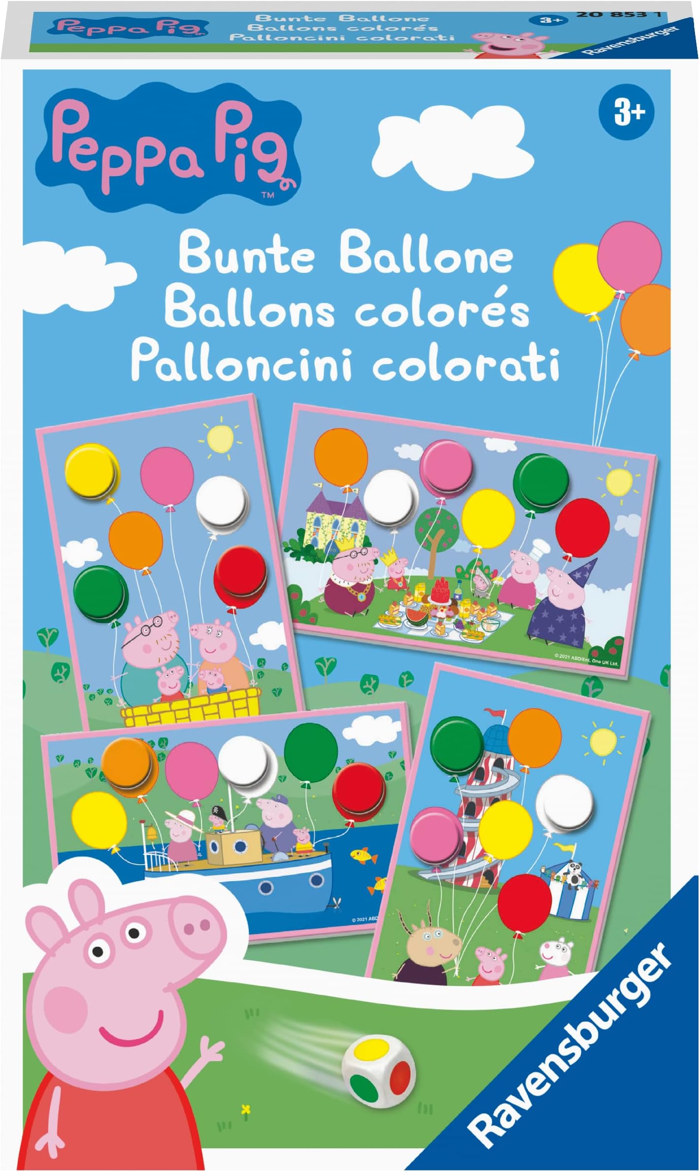 Gift Game 20853 Peppa Pig Colourful Balloons Funny Colour Dice Game for Children from 3 Years, Peppa Pig Gift, Peppa Pig Puzzle