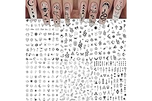Bilizar 6 Sheets Mini Nail Stickers with Snake Heart Moon Star Nail Art
