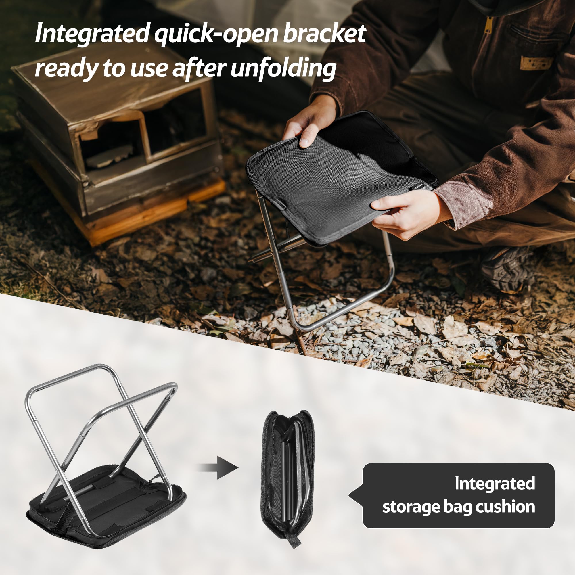 Naturehike Składany stołek, przenośny, ultralekki fotel ze stopu aluminium z pogrubioną podkładką z gąbki, wodoodporny, odporny na zużycie, na zewnątrz, kemping, kolejkę, wędkowanie, do ogrodu i łatwe