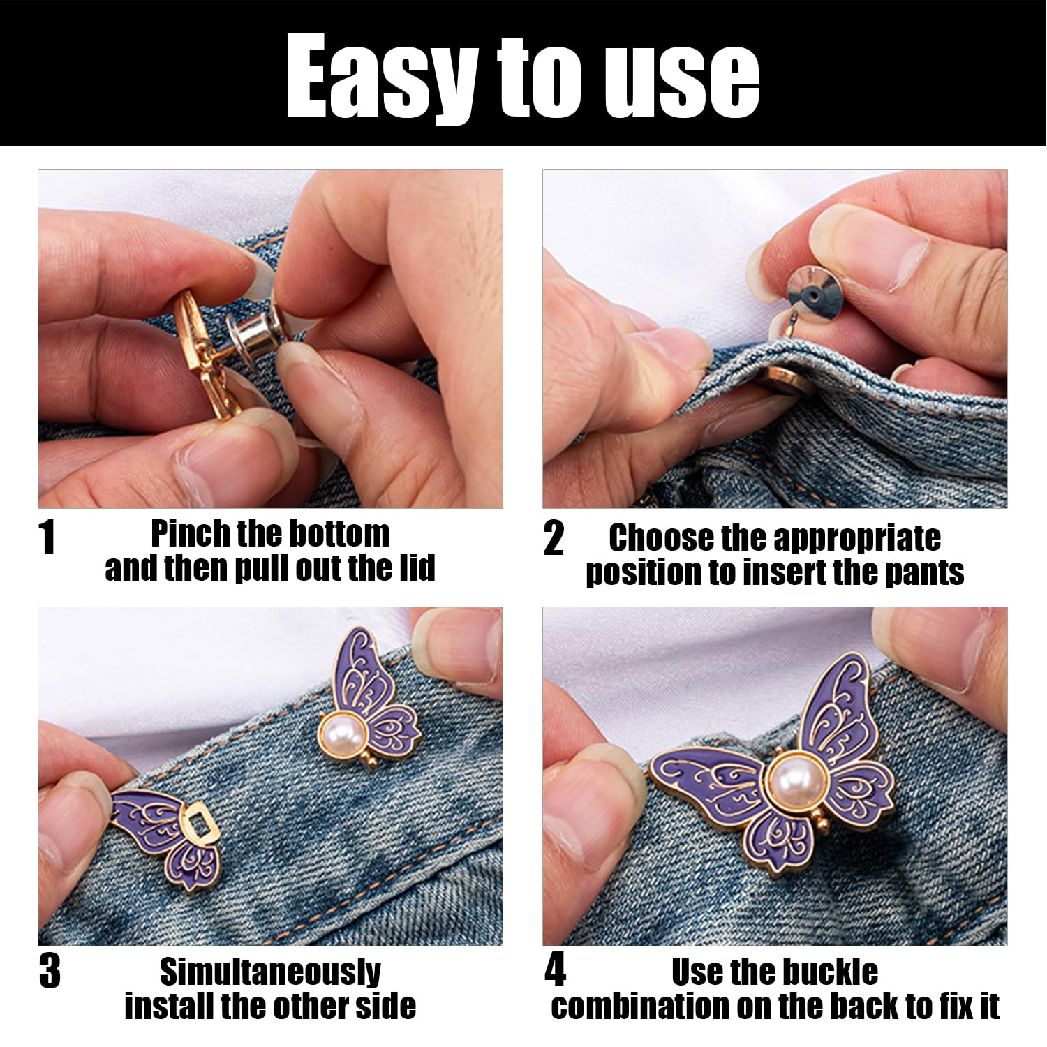 8 Pares De Hebillas De Cintura En Forma De Mariposa, Accesorios De Ajuste De La Ropa, Decoración del Cinturón De Vestir, Piezas A Juego para El Uso Diario De Las Mujeres.