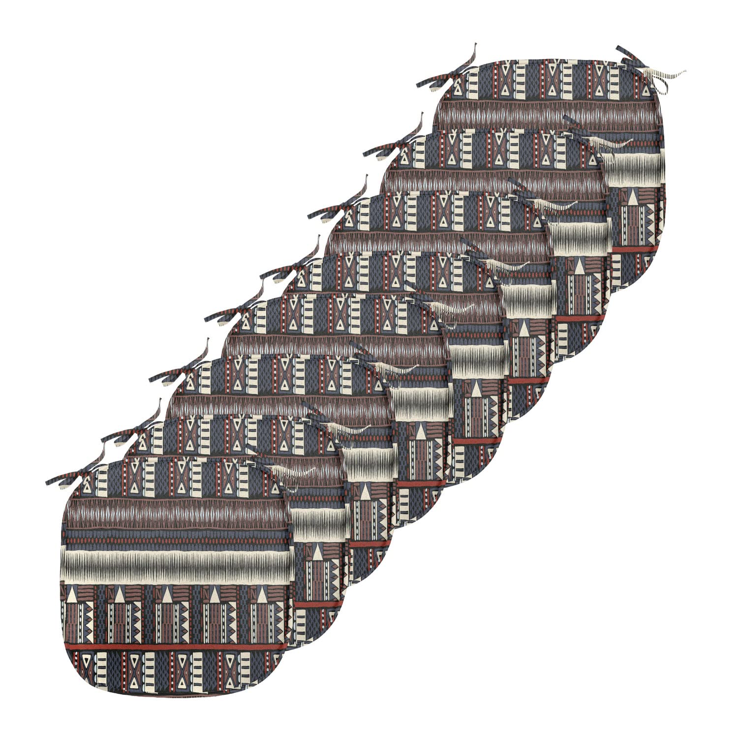 Amazon Com Lunarable Tribal Chair Seating Cushion Set Of 8 Ethnic Inspired Layout Of Motifs Chevron Details Horizontal Arrangement Seat Pads For Office With Anti Slip Backing 16 X16 Dark Maroon Multicolor Office Products