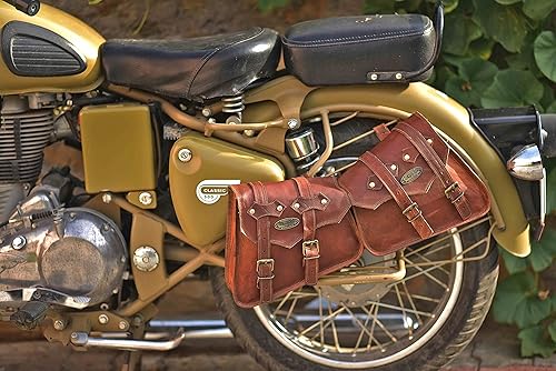 Miniatura 6 de Cuero auténtico vintage marrón bicicleta bolsa de cuero bicicleta bolsa de sillín bolsa manillar asiento trasero herramienta kit alforja vintage