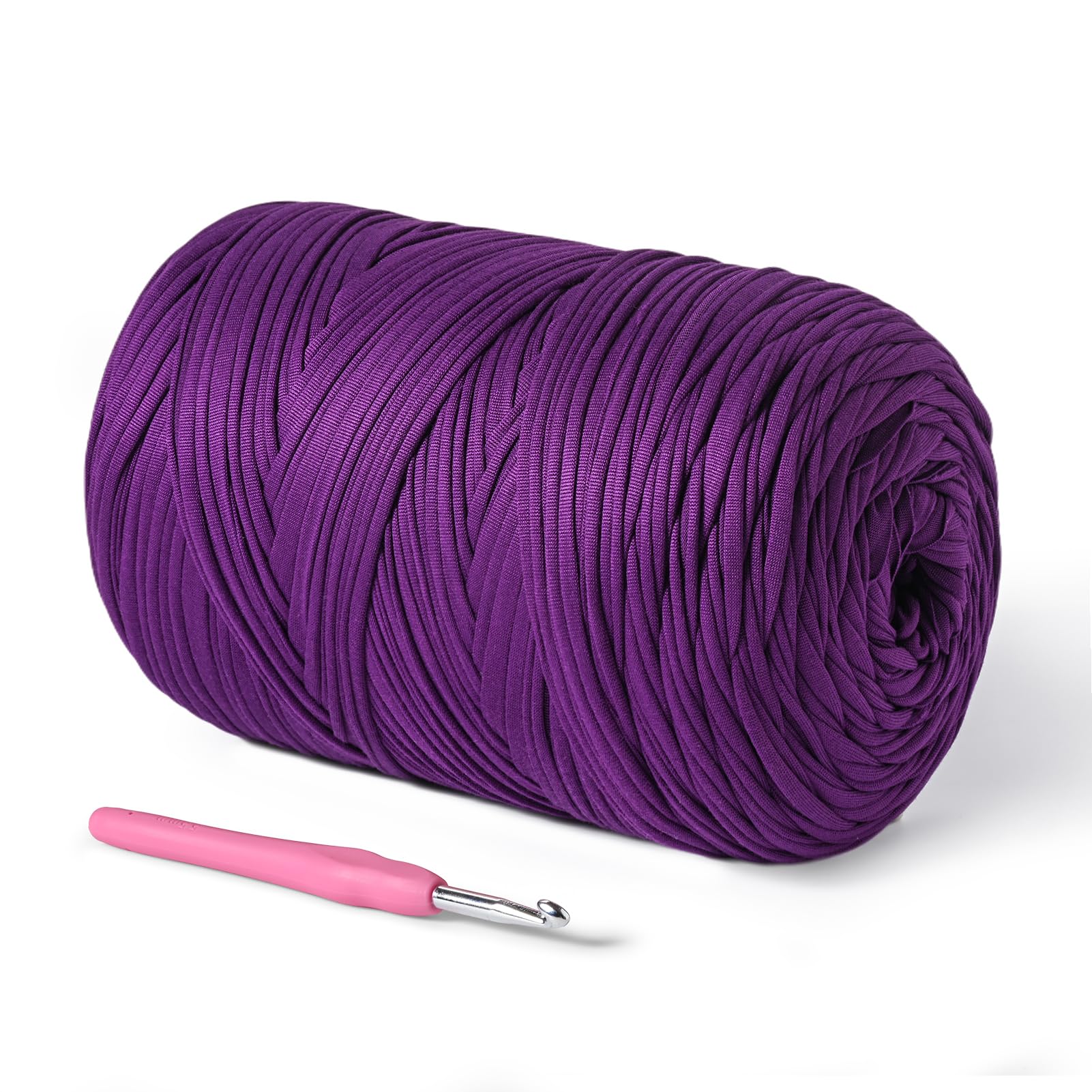 800g T-Shirt Crochet Yarn for Crocheting Crafts/Bags/Basket/Coaster,Hand Knitting Tshirt Yarn for Crochet,228yds T Shirt Yarns with High Elastic Thick Yarns Polyester Fabric（Violets）