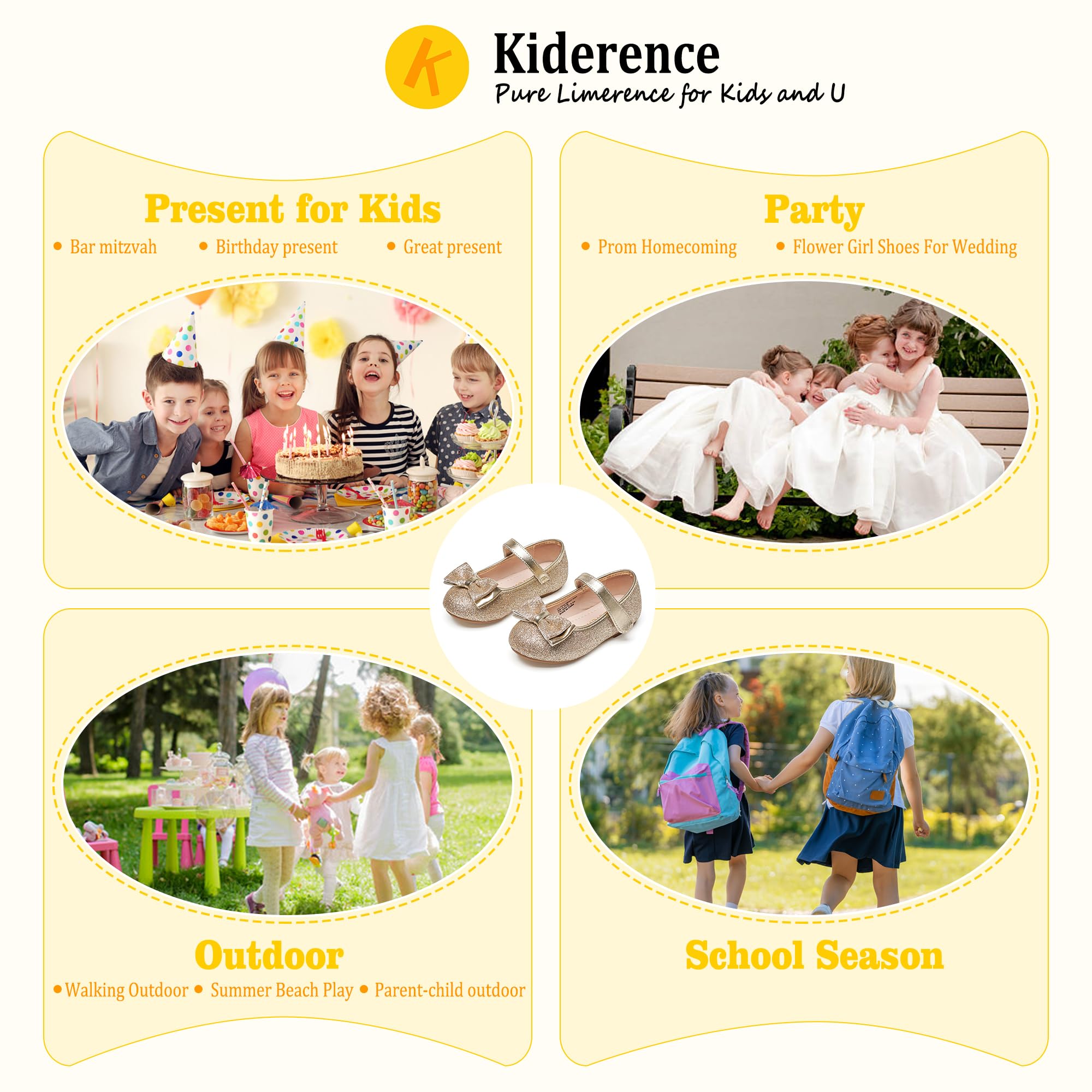 Kiderence Toddler Little Girls Dress Shoes Ballerina Ballet Flats Kids Mary Janes — view 7