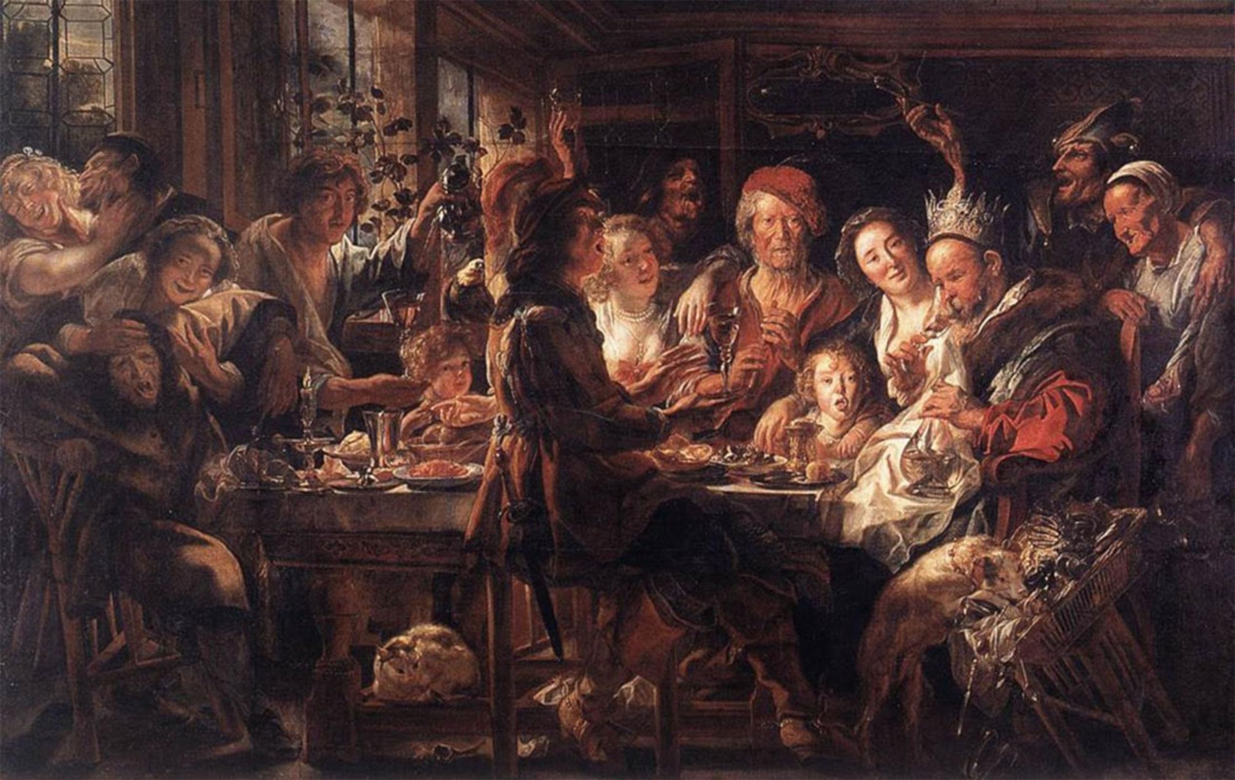 ARTXLXXBN Famous Painting Canvas Artwork Graffiti Print the Bean King by Jacob Jordaens Portrait Canvas Image for Home Decor 60x90cm