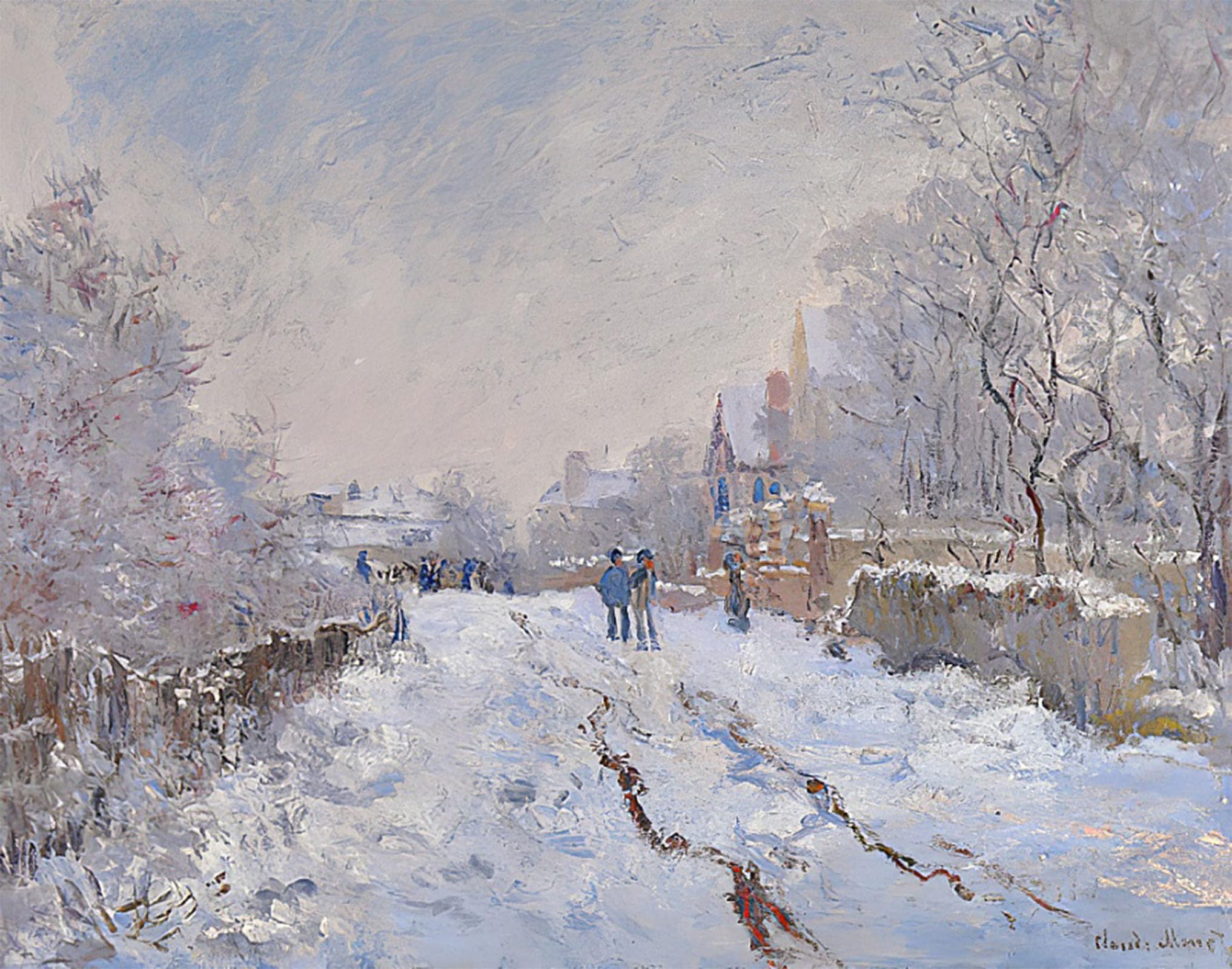 POSTERIIk Vintage Print Pop Art Landscape Artwork Schnee in Argenteuil by Claude Monet Art Prints for Office Home Decor 60x90cm
