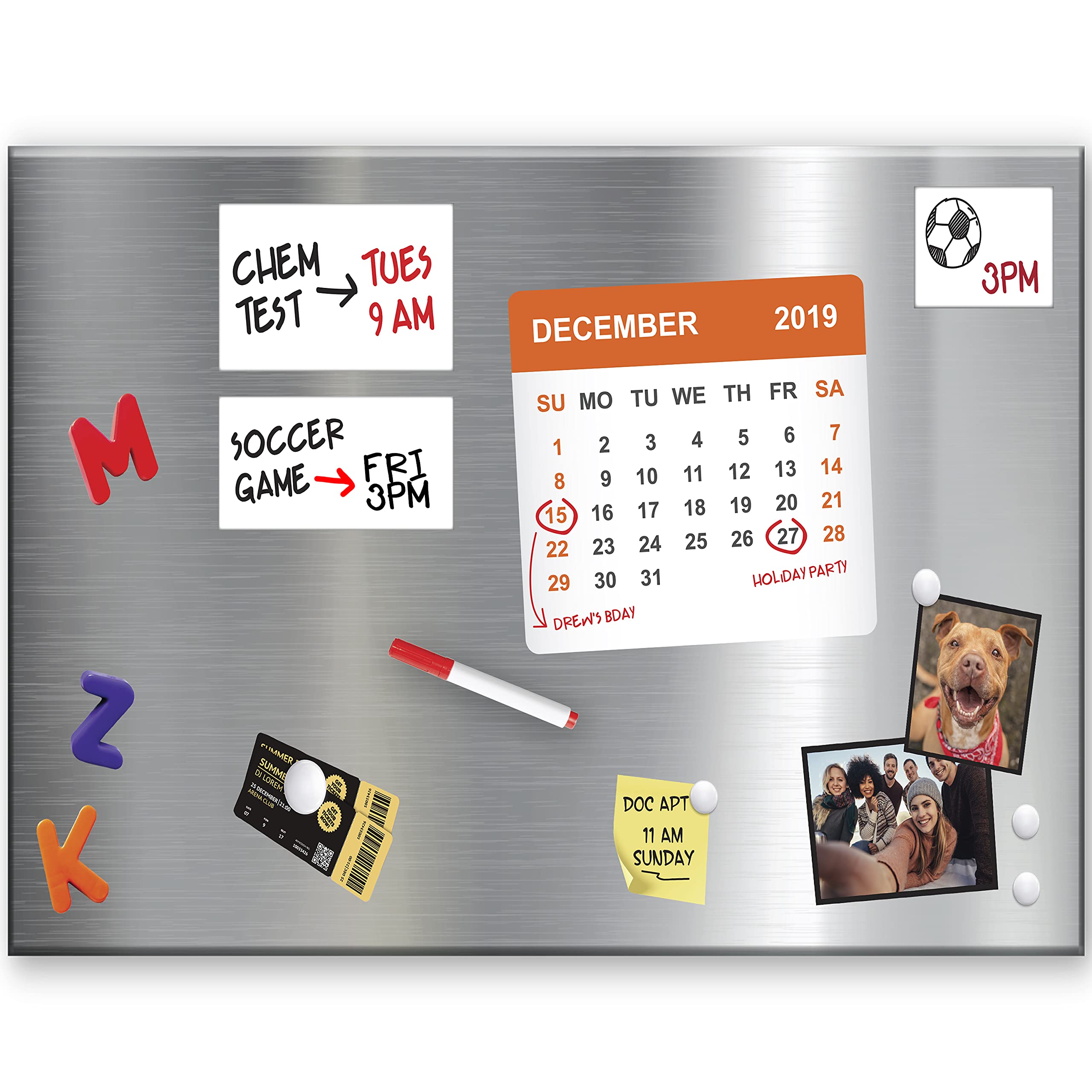 Essentially Yours Magnet and Message Board | Super Jumbo 30 x 40 x 0.7 Inch Magnet and Message Board | Mountable Steel Bulletin Board, 2 Magnetic Dry Erase Pads Included (Silver)