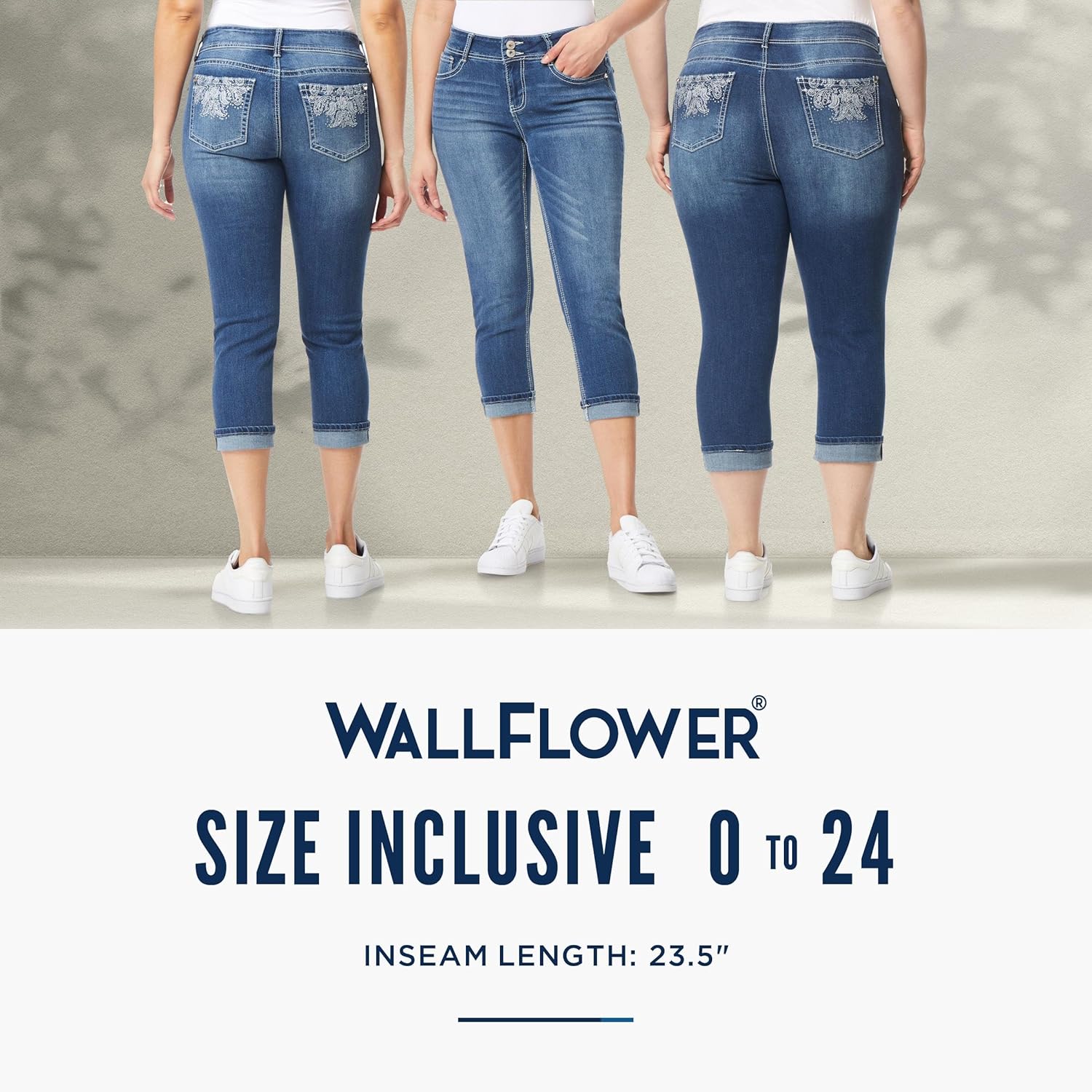 WallFlower Womens Luscious Curvy 23.5" Crop Mid-Rise Bling Insta Stretch Juniors (Standard and Plus) - Image 7