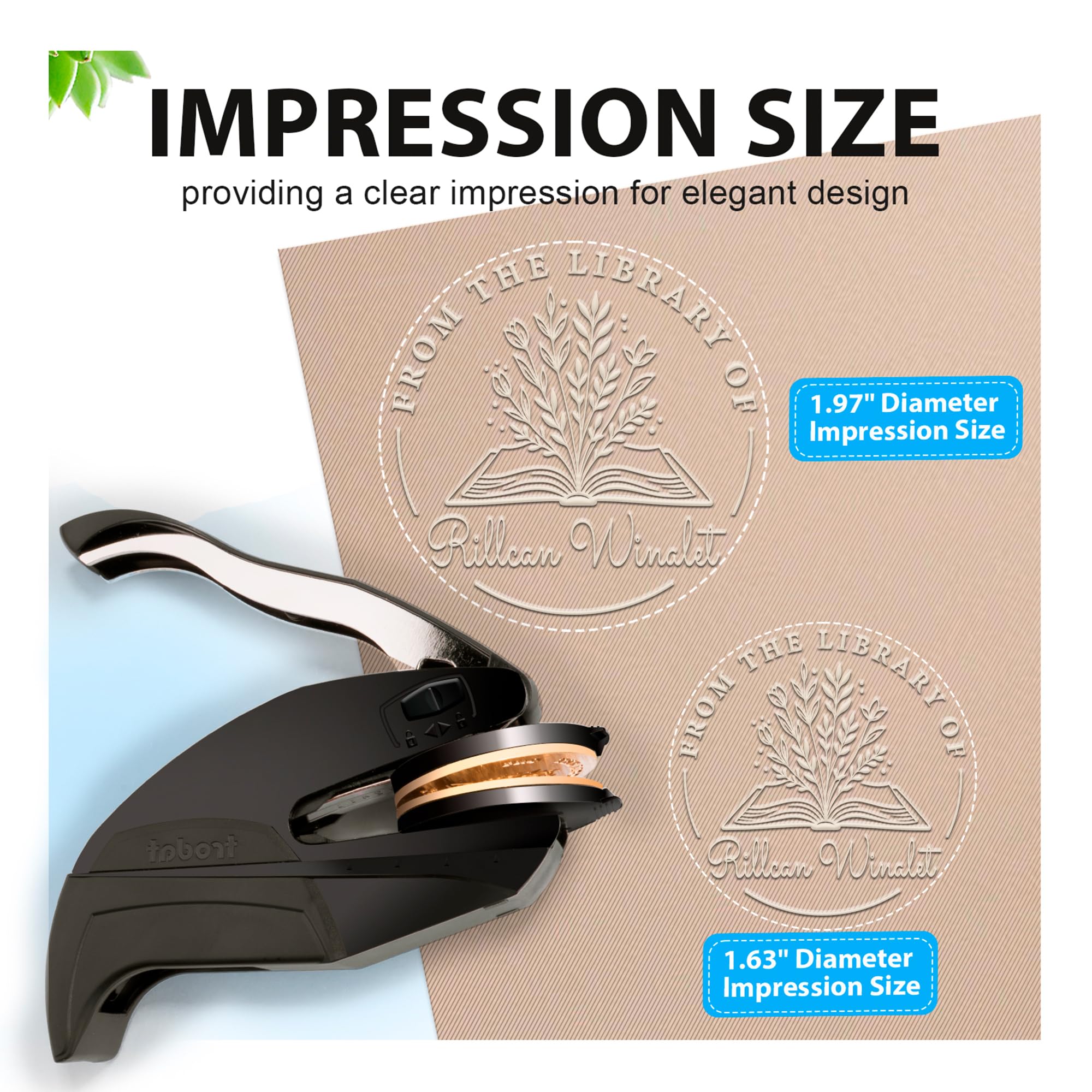 Custom Book Embosser | Book Stamp Personalized | Personal Library Embosser Custom Self-Ink Stamp from The Library of Customizable Embossing (Flowers 1)