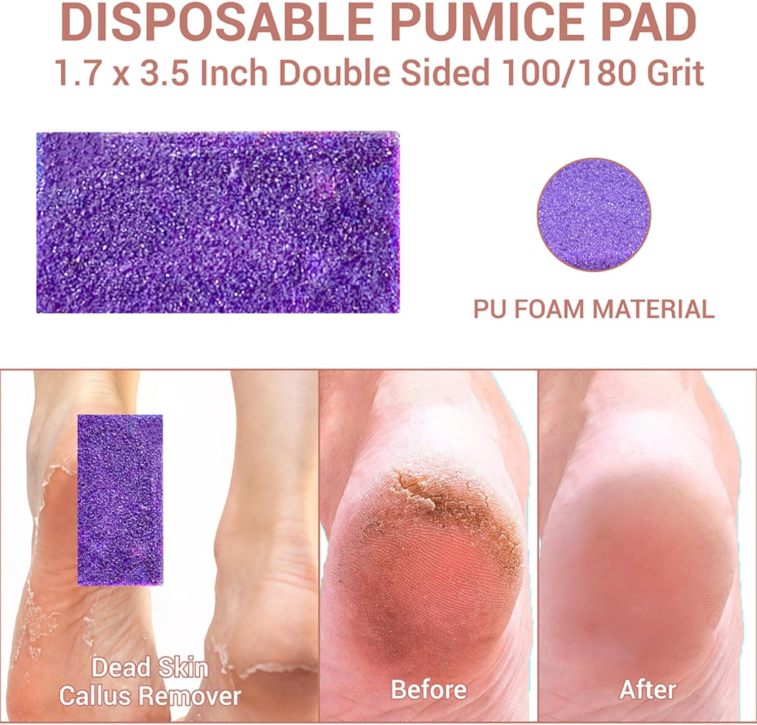 200-Count 3-Piece Pedicure Kit – Nail File, Pumice Pad & Buffer – Disposable, Individually Wrapped for Foot Care, Travel & Home Use