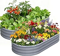 Tramull Galvanized Raised Garden Bed 6x3x1ft Oval Metal Planter 2-Pack - Tool-Free Assembly, Senior-Friendly, Rust-Proof for Veggies, Flowers, Herbs (Gray)