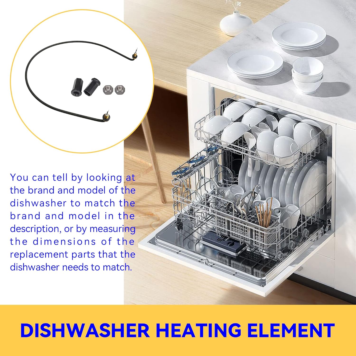 Walmine W10518394 Dishwasher Heating Element & 661566 Dishwasher Thermostat Dishwasher Accessories Replacement for Whirlpool
