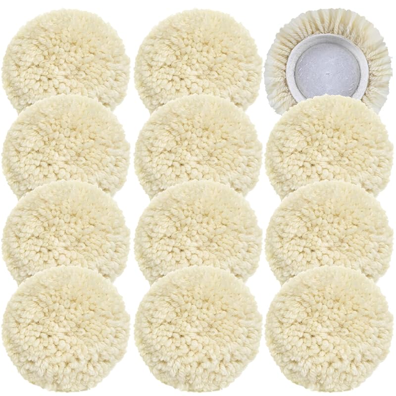 Boinas de Lã Natural para Polimento com Fixação hook-and-loop phepetroll 7,6 cm Kit com 12 peças