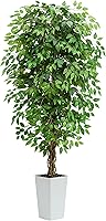 7FT Artificial Ficus Tree UV Resistant Faux Floor Plant with Planter - Lifelike Indoor Outdoor Fake Silk Topiary for Home Decor by TXABL