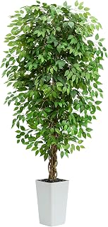 7FT Artificial Ficus Tree UV Resistant Faux Floor Plant with Planter - Lifelike Indoor Outdoor Fake Silk Topiary for Home Decor by TXABL