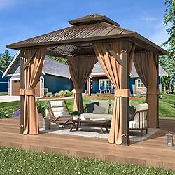 EROMMY 10' x 10' Hardtop Gazebo, Aluminum Frame Gazebos with
