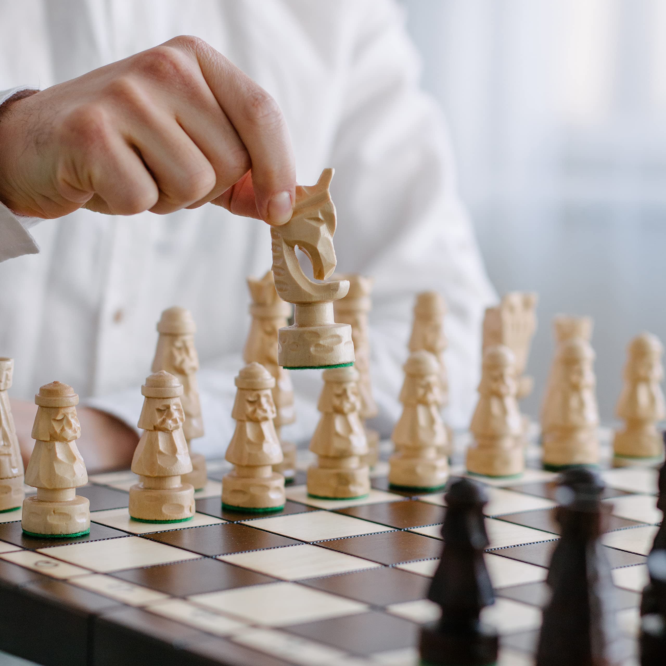 Jeu D'échecs Sculpté Main – Pièces Bois Pondérées – Roi 3.5'' – ZoneMoksha