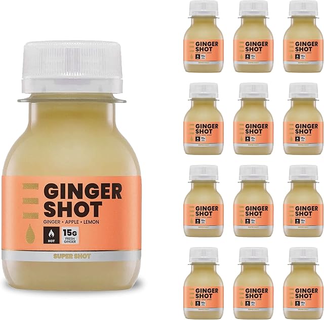 PRESS Healthfoods, New Ginger Shot, 12 Pack, Cold Pressed Natural Energy Drink Containing 100% Natural Ingredients to help Boost Immune System Health and Provide Energy