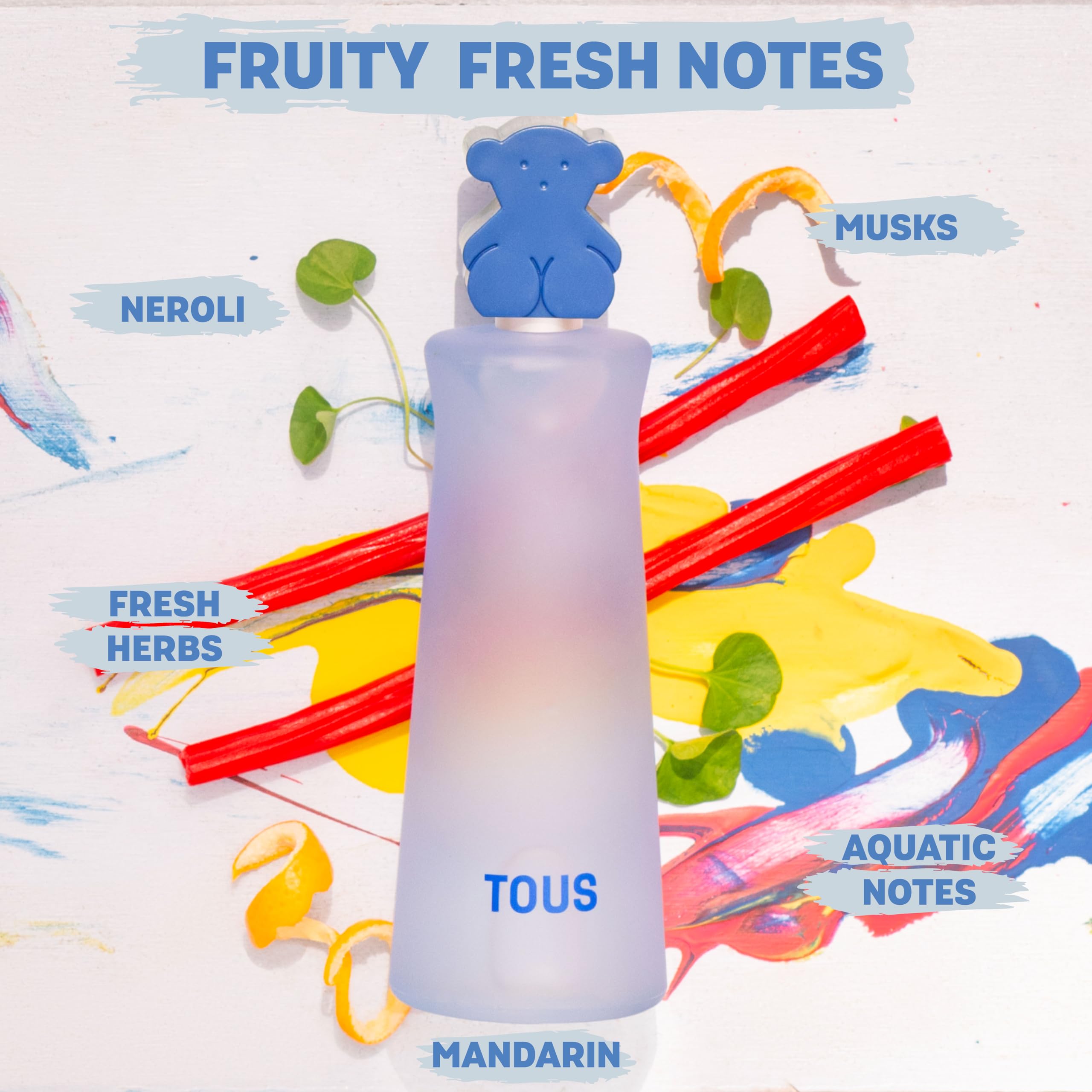 TOUS Kids Boy Eau de Toilette Spray. Fruity Fresh Scent, Gentle on Children's Sensitive Skin. Ideal for Everyday Use, With Notes of Mandarin, Neroli, Musk, and Fresh Herbs, 3.4 Oz