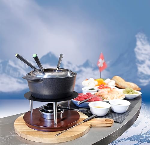 Miniatura 3 de Swissmar Summit - Juego de fondue de hierro fundido negro de 10 piezas