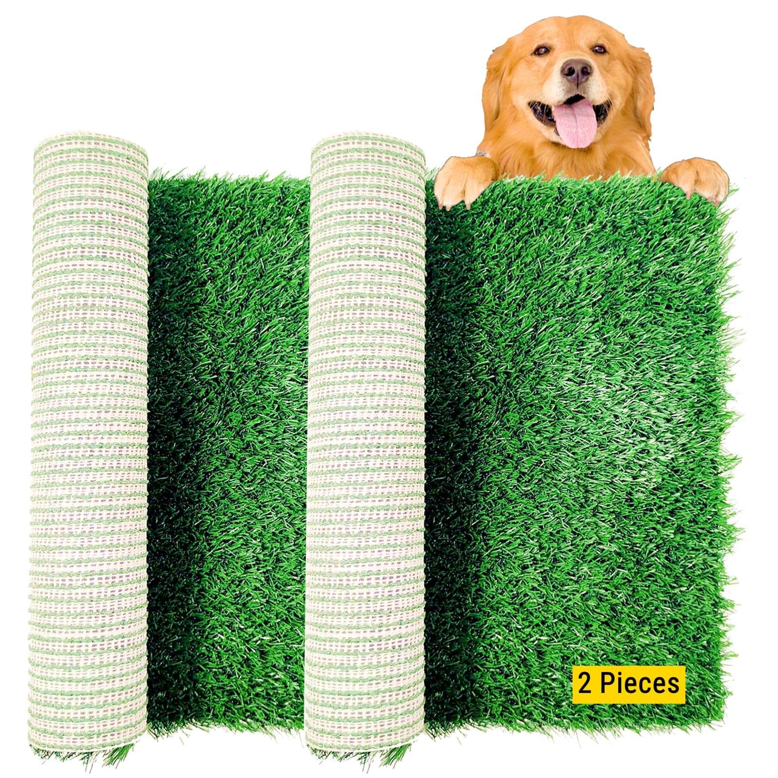 ELLOTY Artificial Dog Grass Pee Pads for Training, Reusable Washable Replacement Turf for Potty Tray, Indoor/Outdoor Turf Grass，Realistic Fake Grass for Dogs（23"x 18"）