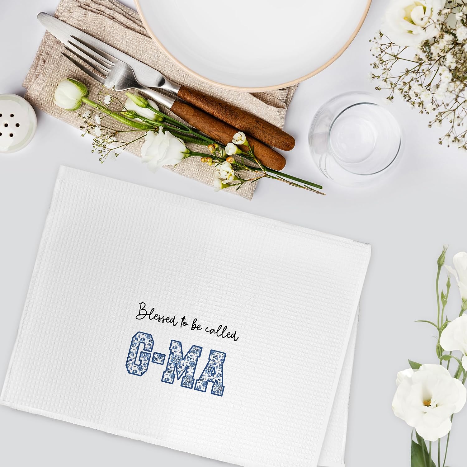 G-Ma Gifts Kitchen Towels, Gma Gifts for Grandma, Grandma Hand Towels, Mothers Day Birthday Gift for Grandma, Blessed to Be Called G-Ma Hand Dish Tea Towel for Kitchen Bathroom Decor, 16x24 In image 3