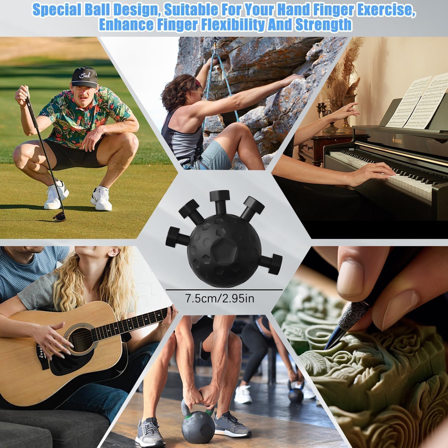 JEEJEX Hand Grip Strengthener,Ultimate Finger Exerciser Strength Trainer Exercise Ball Hand Strengthener Hand Balls Workout Equipment for Men & Women 4