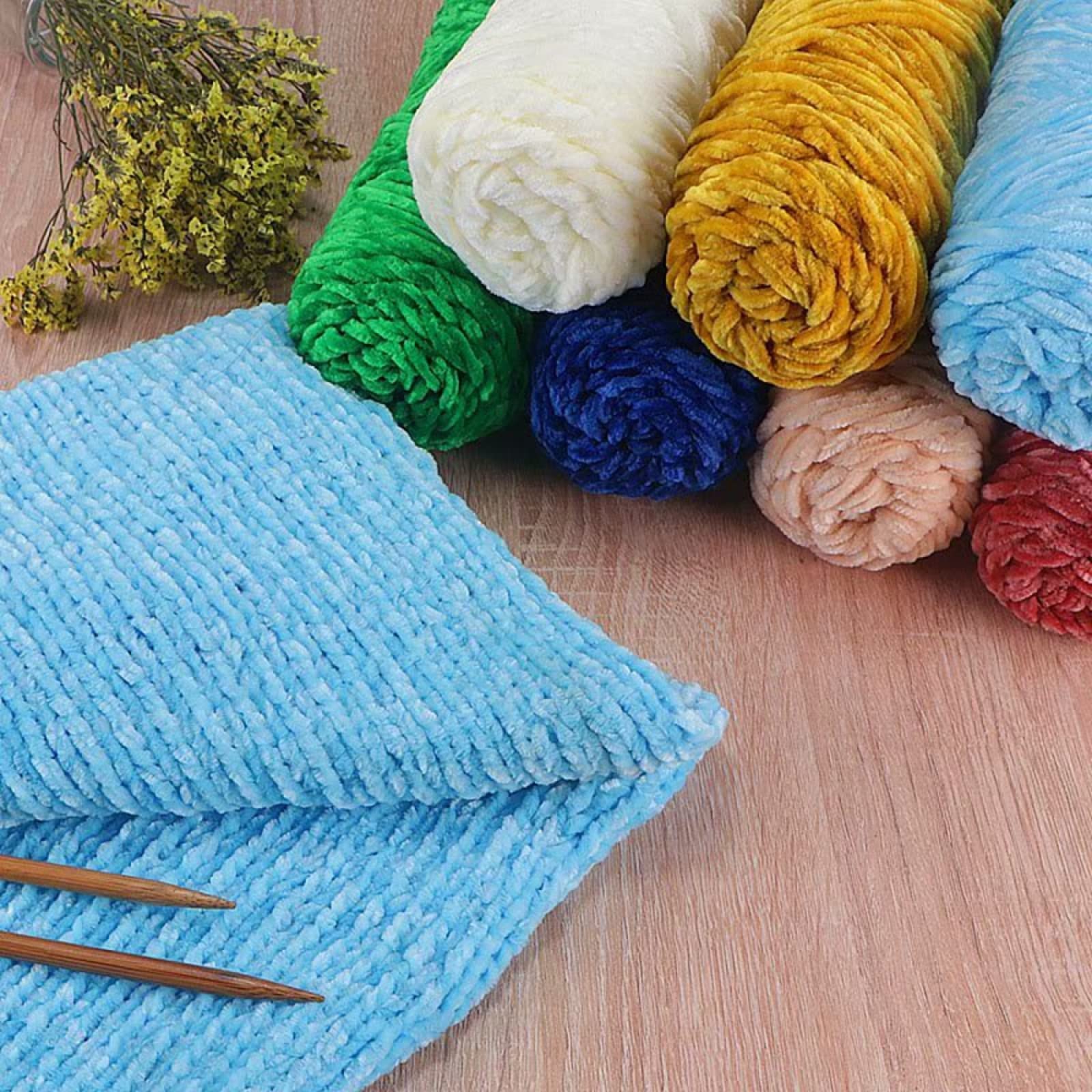 10 Stück 100 G Chenille-Samt-Garn, Weich, Gemischt, Strickwolle, Häkelgarn, Handgefertigt, DIY, Schal, Mantel, Babydecke, 135 M,C-02
