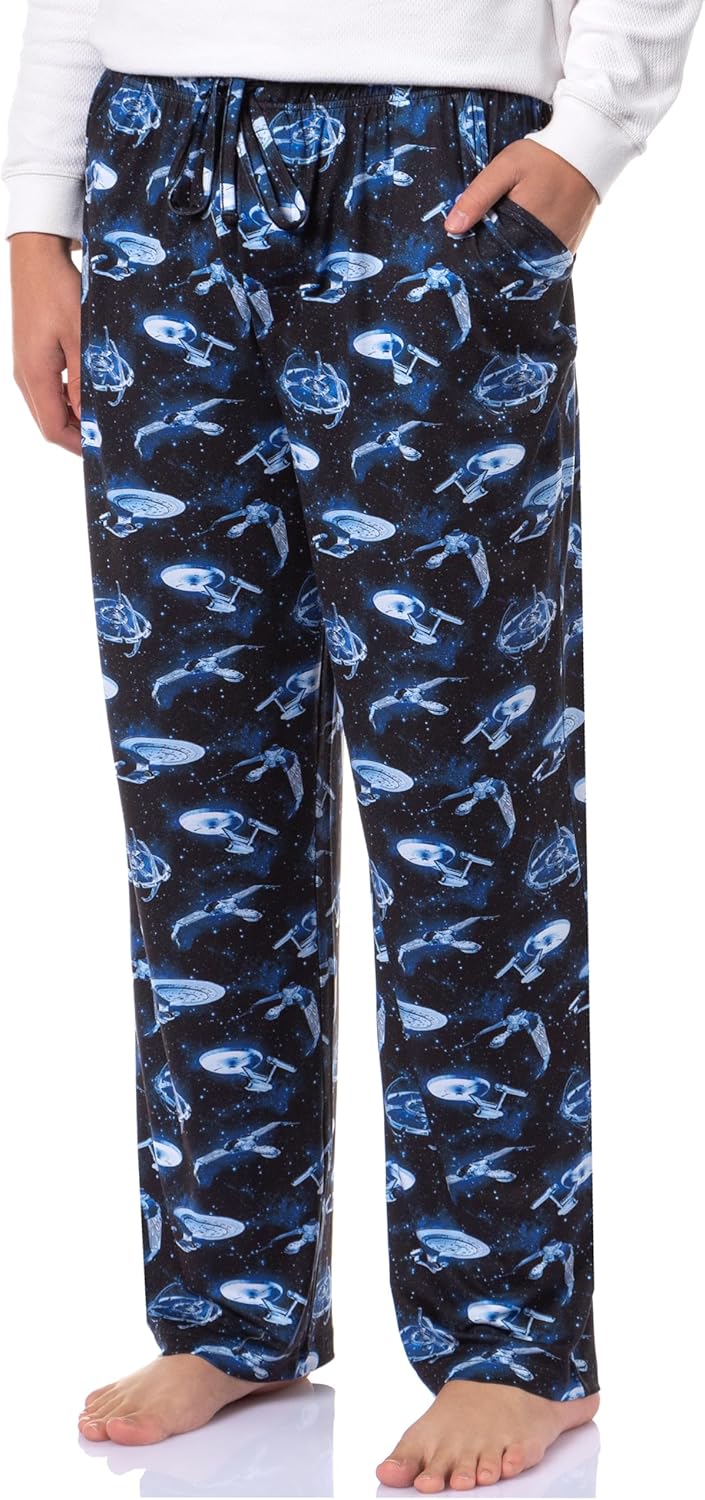 Star Trek Adult The Next Generation TNG USS Enterprise DS9 Klingon Ships Pajama Pants Loungewear Men Women