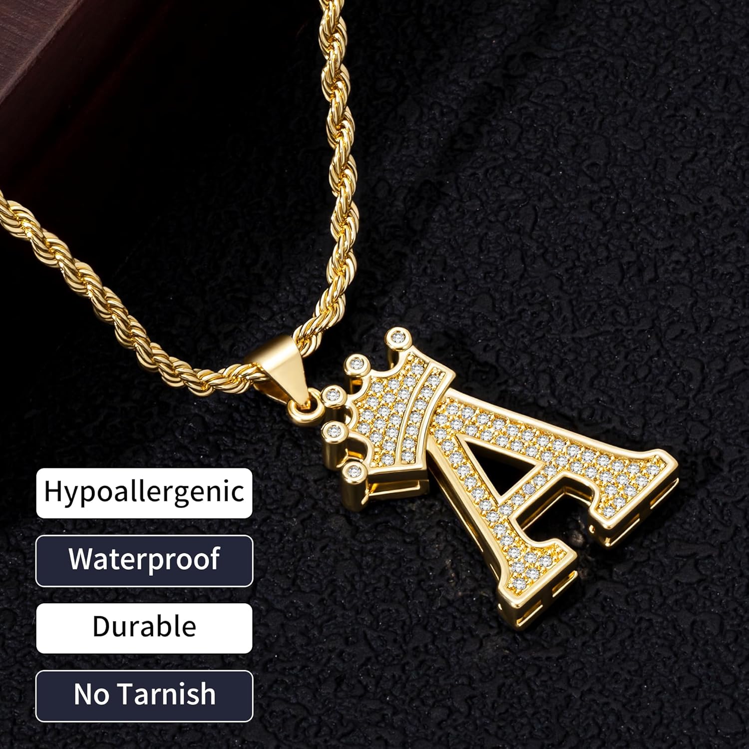 A-Z Initial Necklace 14K Gold Pendant for Men Women, Letter Necklace Everyday Minimalist Accessories Hip Hop Alphabet Name Jewelry Mom Gifts - Image 5