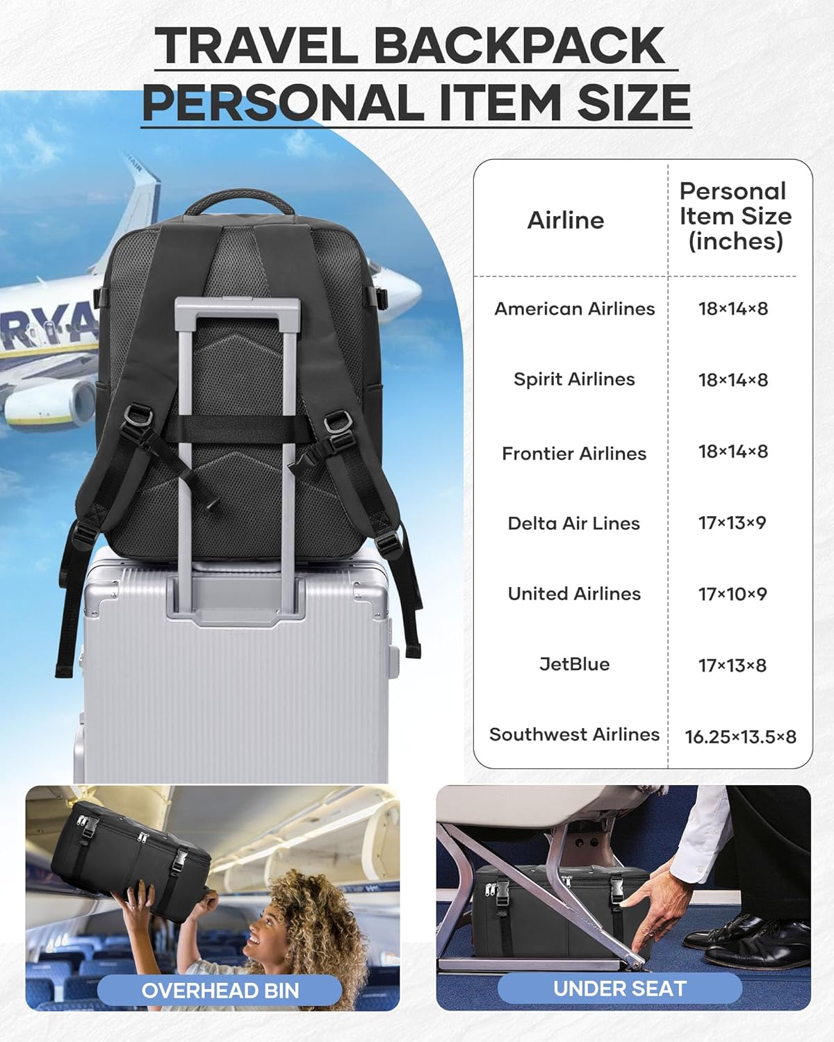 Vacuum Seal Backpack Travel With Pump,Large Carry On Vacpack Backpacks For Women Men,Mochila De Viaje Compresion Al Vacio,Personal Item Travel Backpack With Vacuum System,Black - Image 3