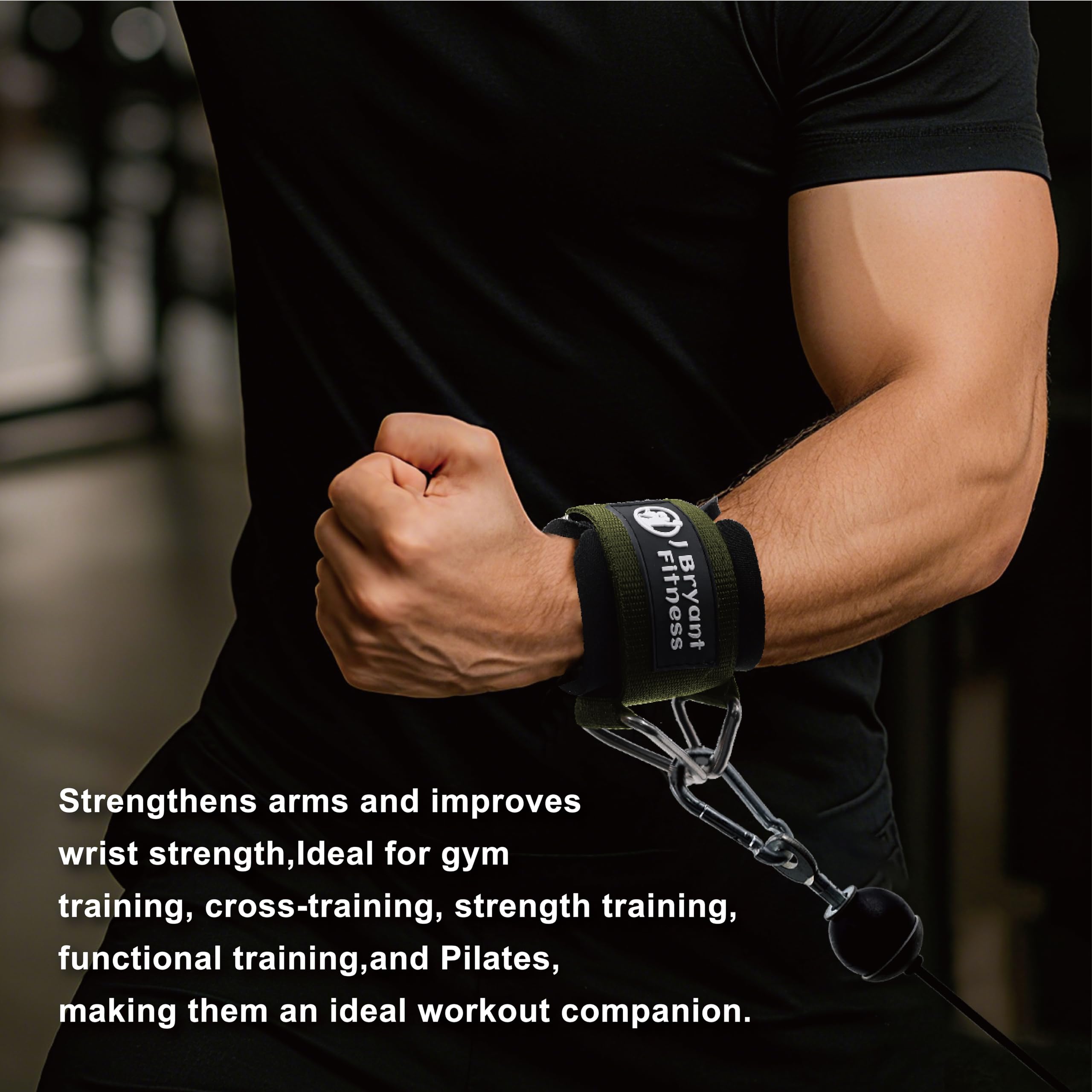 J Bryant Fascia da polso in neoprene con imbottitura, chiusura triangolare regolabile e design sicuro per macchine a cavo, allenamento di forza e fitness